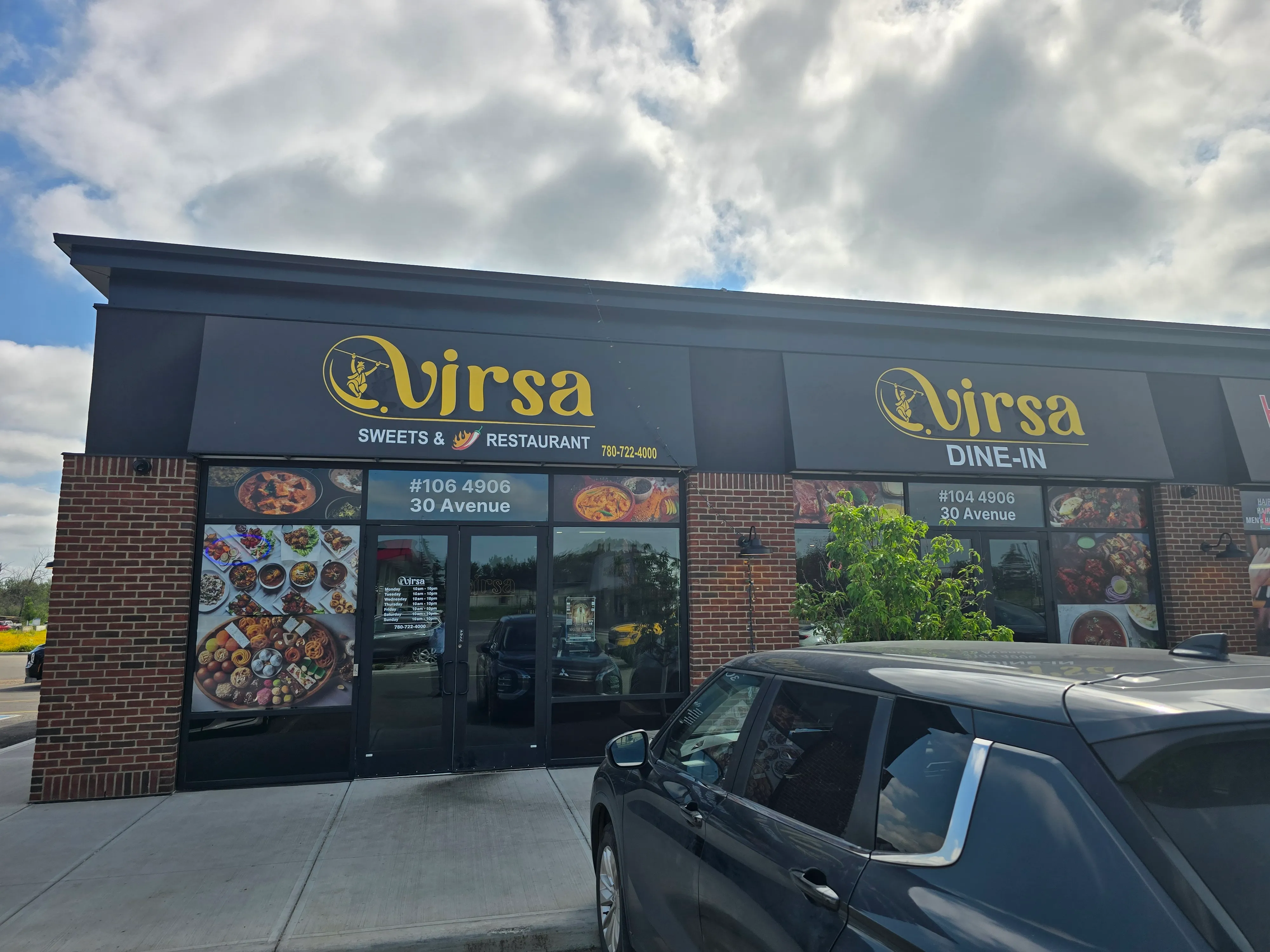 Crispy vegetable samosas at Virsa Sweets & Restaurant in Beaumont, AB